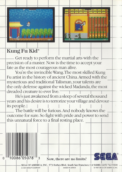 Kung Fu Kid — Box back