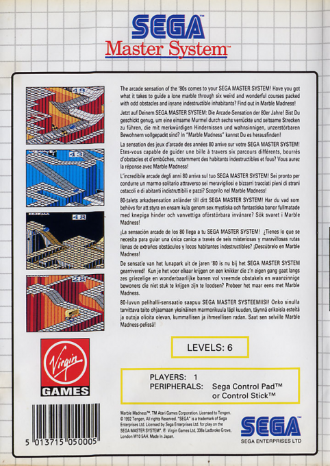 Marble Madness — Box back