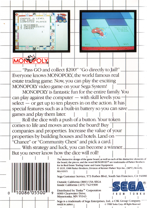 Monopoly — Box back