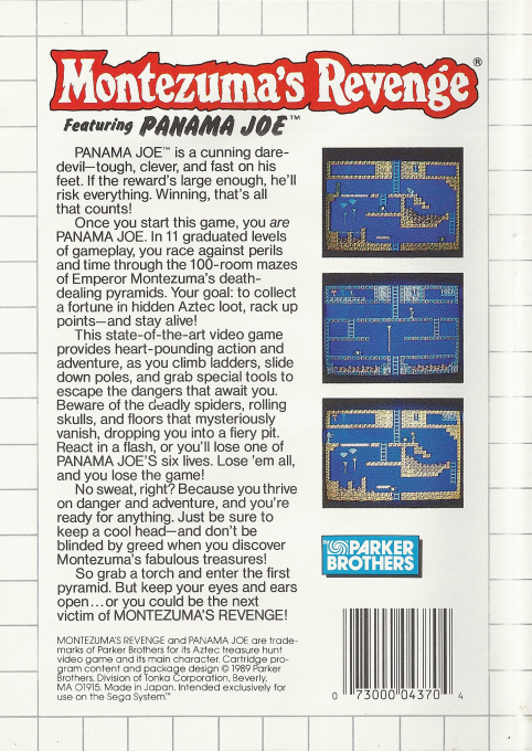 Montezuma's Revenge featuring Panama Joe — Box back