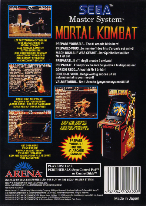 Mortal Kombat — Box back