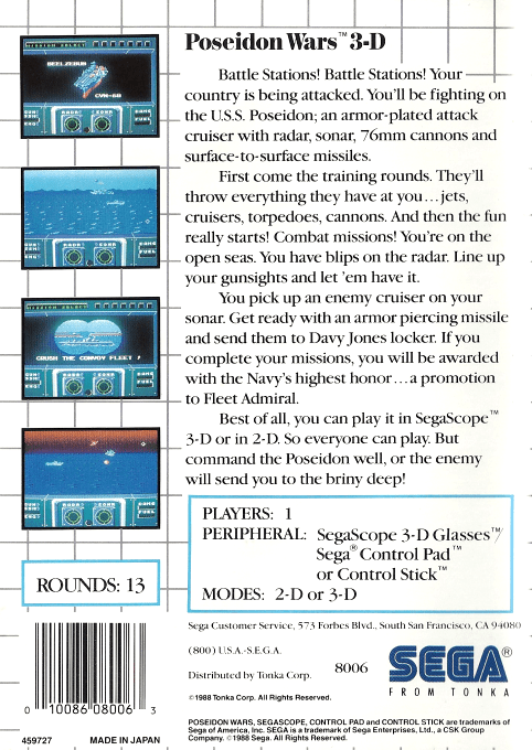 Poseidon Wars 3-D — Box back