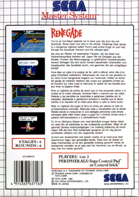Renegade — Box back