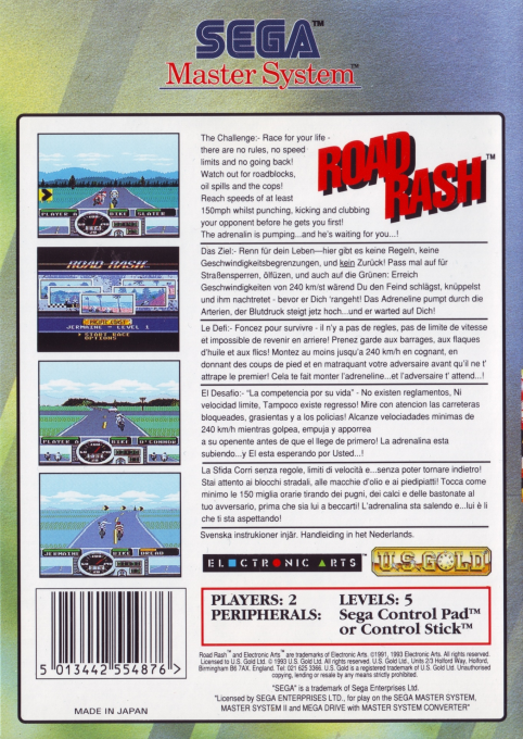 Road Rash — Box back