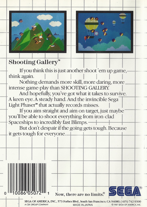 Shooting Gallery — Box back