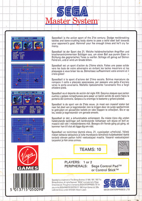 Speedball — Box back