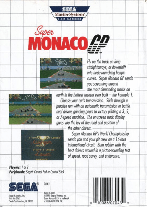 Super Monaco GP — Box back