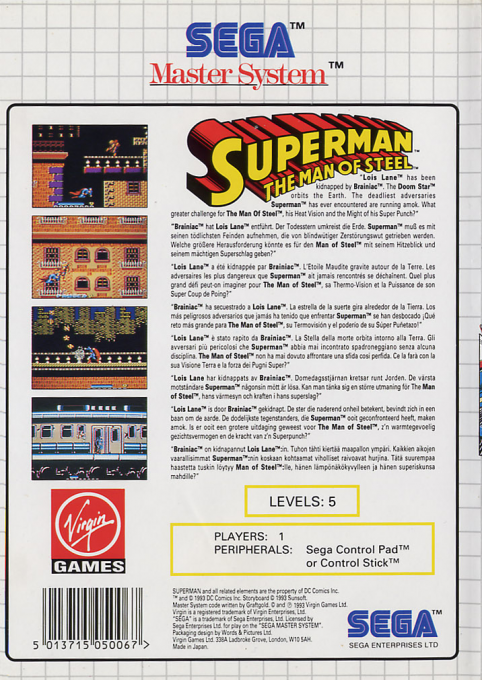 Superman : The Man of Steel — Box back