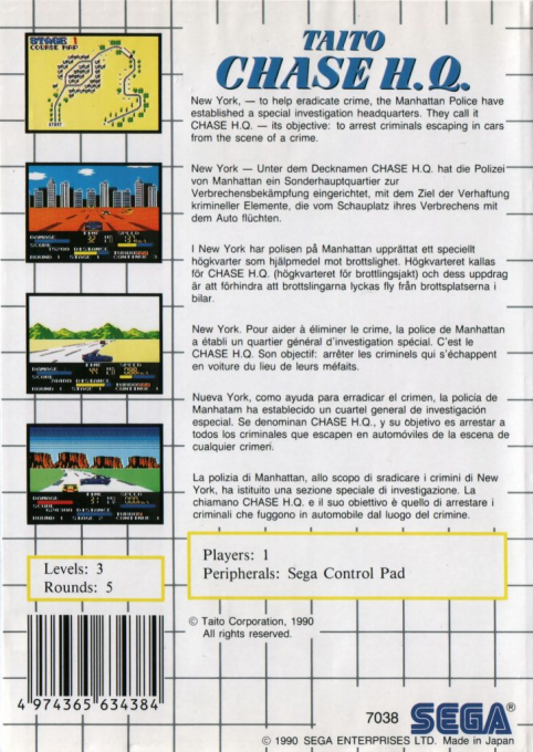 Taito Chase H.Q. — Box back