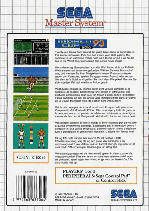 Tecmo World Cup '93 — Box back