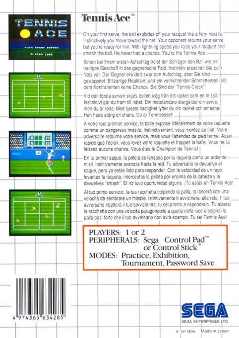 Tennis Ace — Box back