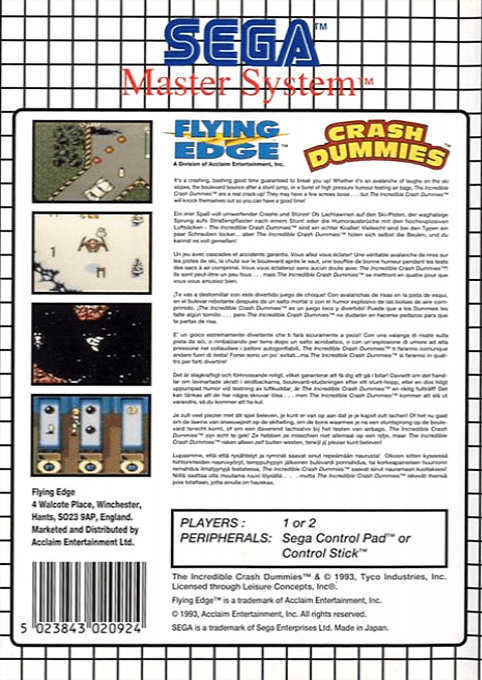 The Incredible Crash Dummies — Box back