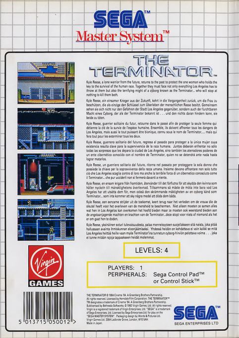 The Terminator — Box back