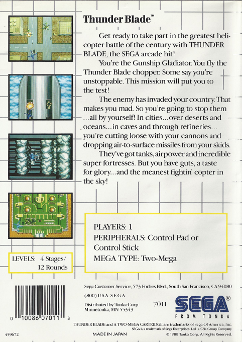 Thunder Blade — Box back