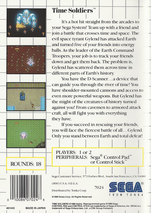 Time Soldiers — Box back