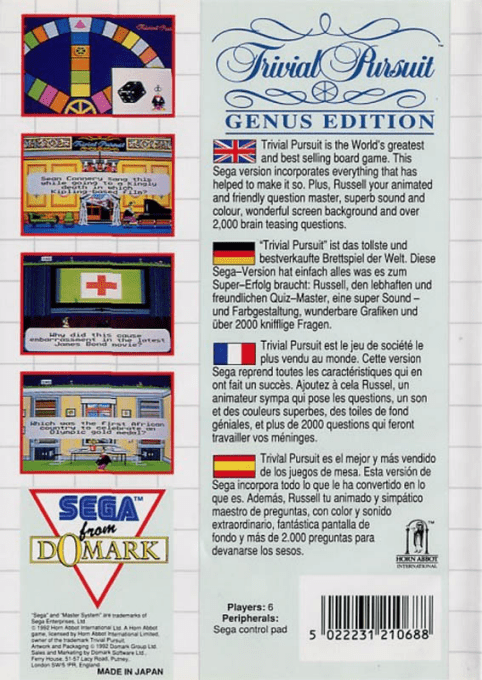 Trivial Pursuit : Genus Edition — Box back