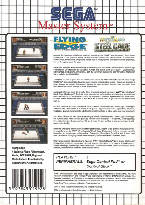 WWF Wrestlemania : Steel Cage Challenge — Box back