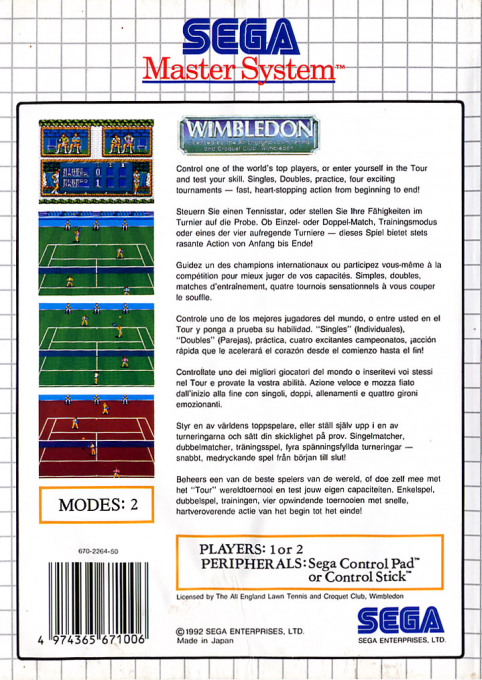Wimbledon — Box back