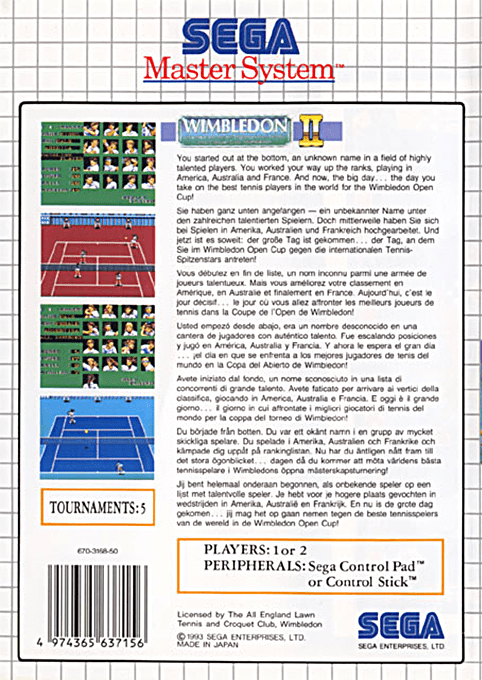 Wimbledon II — Box back