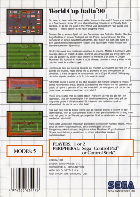 World Cup Italia '90 — Box back