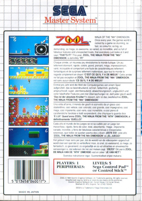 Zool : Ninja of the “Nth” Dimension — Box back
