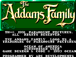The Addams Family — Title screen