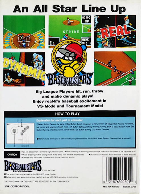 Baseball Stars Professional — Box back