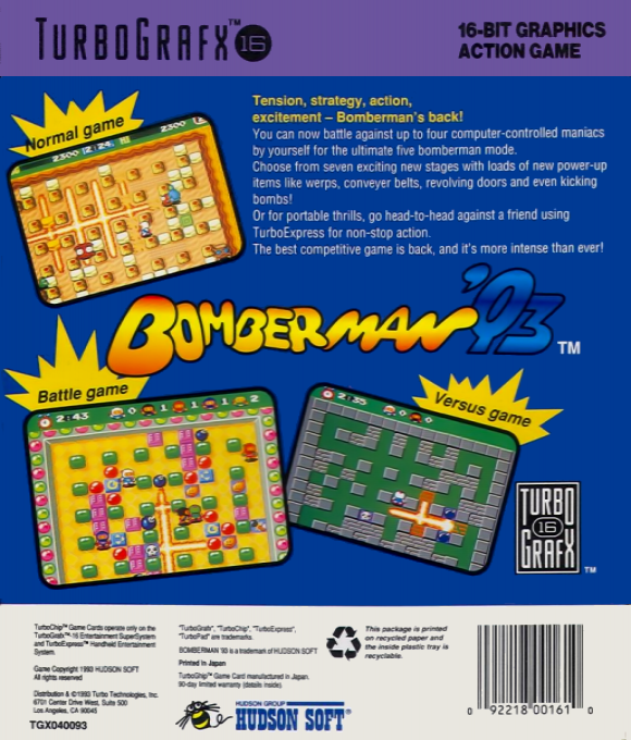 Bomberman '93 — Box back