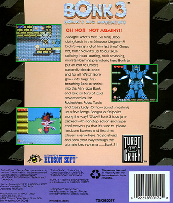 Bonk III : Bonk's Big Adventure — Box back