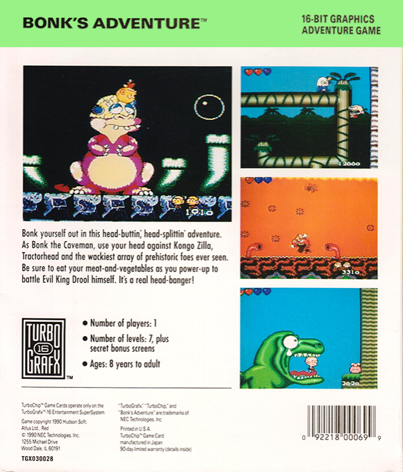 Bonk's Adventure — Box back