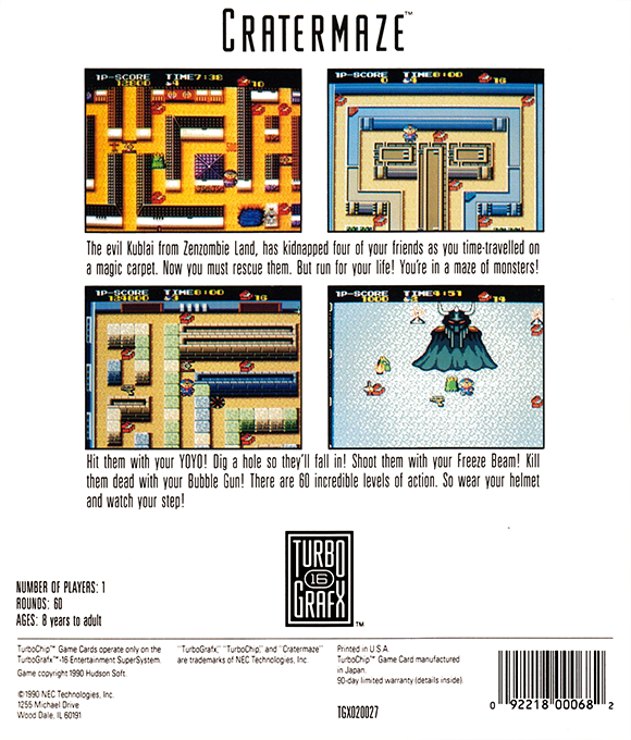 Cratermaze — Box back
