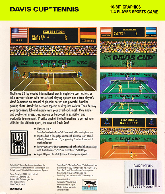 Davis Cup Tennis — Box back