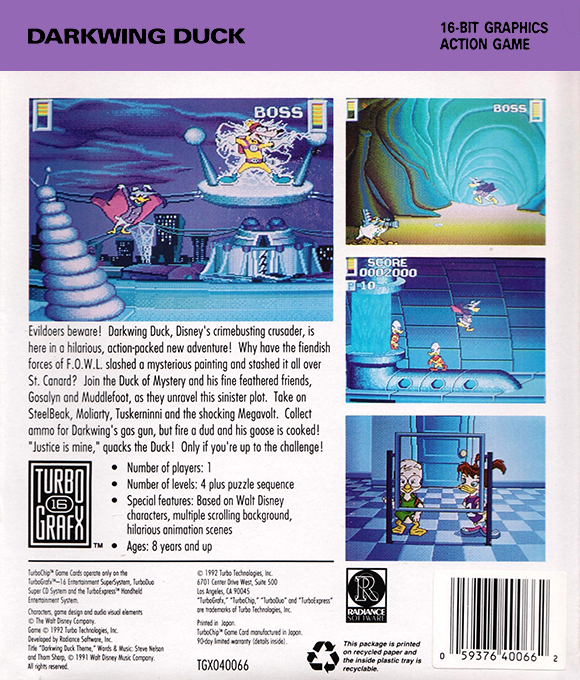 Disney's Darkwing Duck — Box back