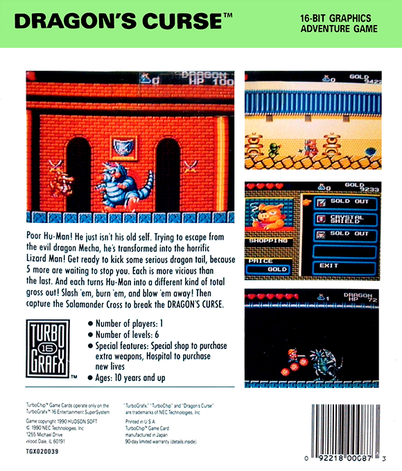 Dragon's Curse — Box back