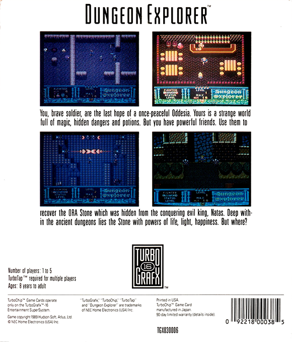 Dungeon Explorer — Box back