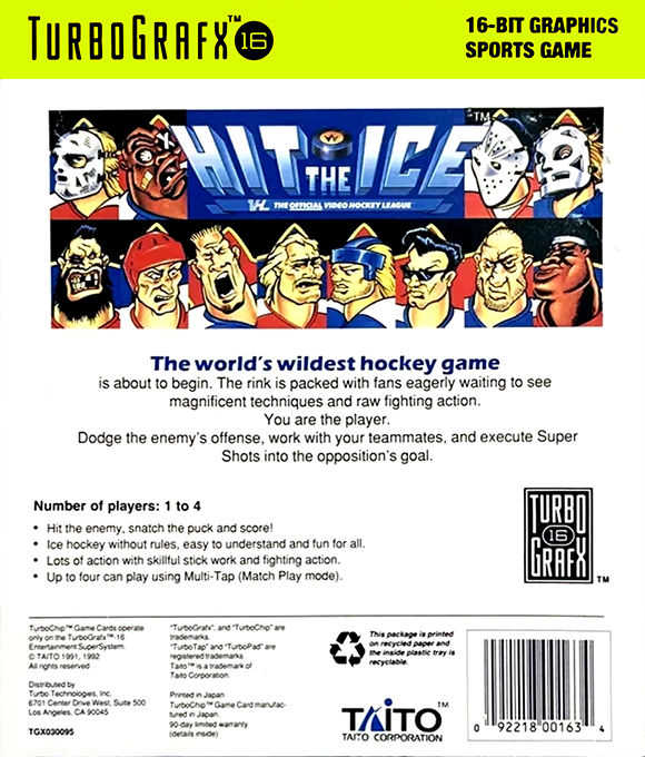Hit the Ice : The Video Hockey League — Box back