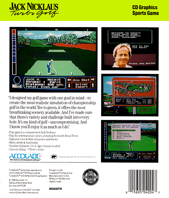 Jack Nicklaus' Turbo Golf — Box back