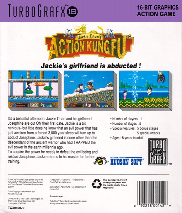 Jackie Chan's Action Kung Fu — Box back