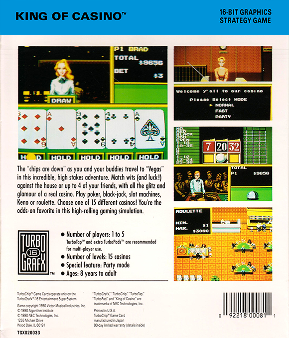 King of Casino — Box back