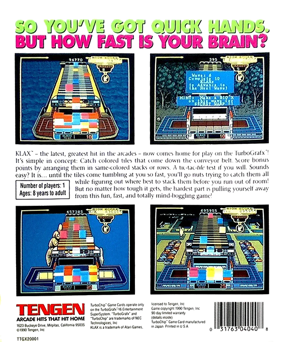 Klax — Box back