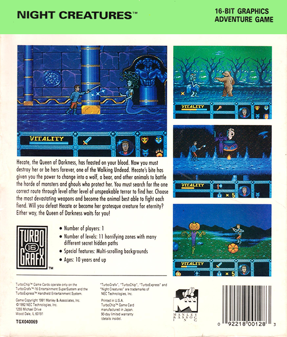 Night Creatures — Box back
