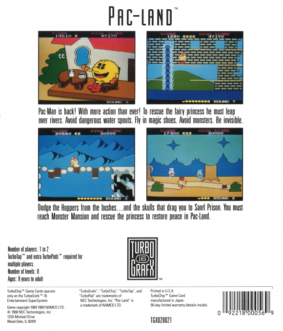 Pac-Land — Box back