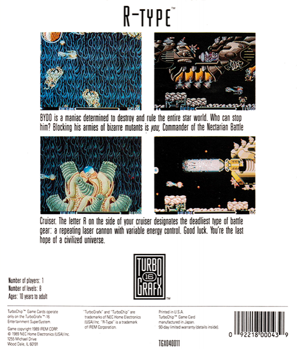 R-Type — Box back