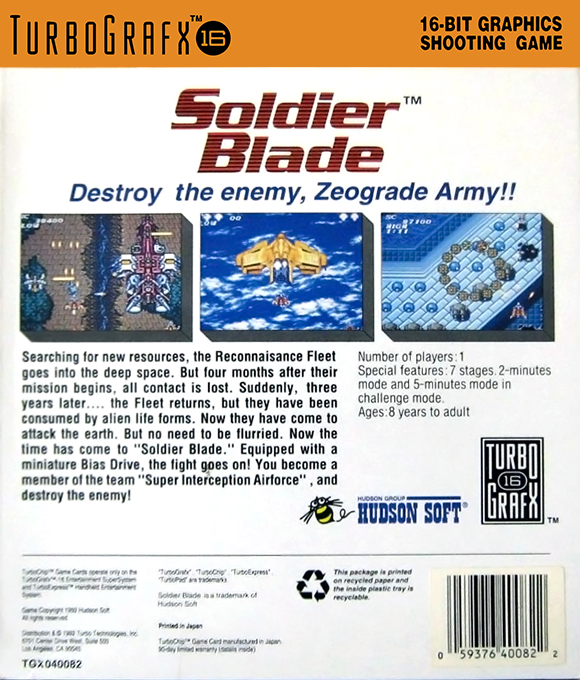 Soldier Blade — Box back