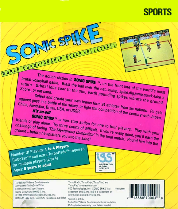 Sonic Spike — Box back