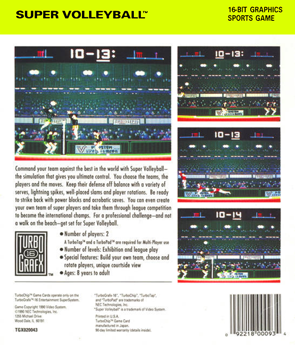 Super Volleyball — Box back