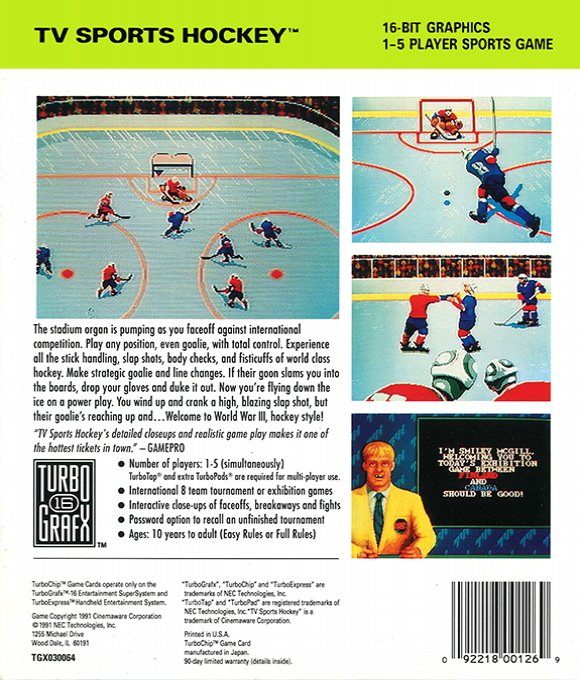 TV Sports Hockey — Box back