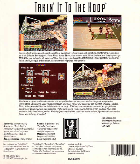 Takin' It to the Hoop — Box back
