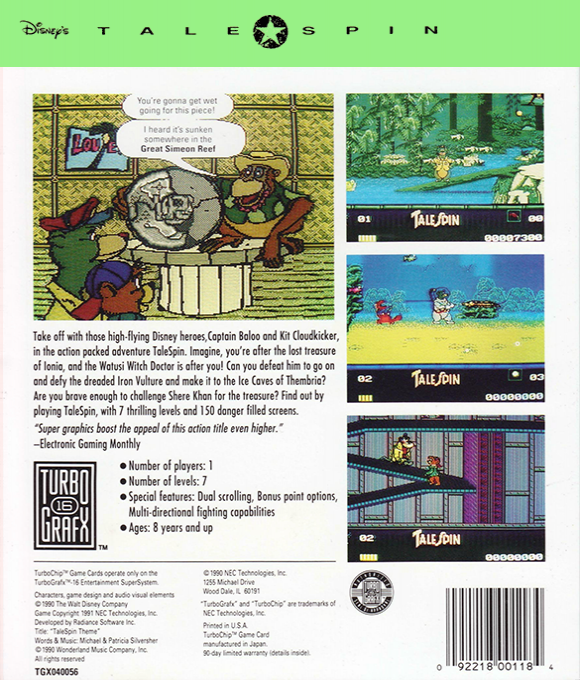 TaleSpin — Box back