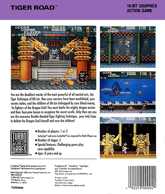 Tiger Road — Box back